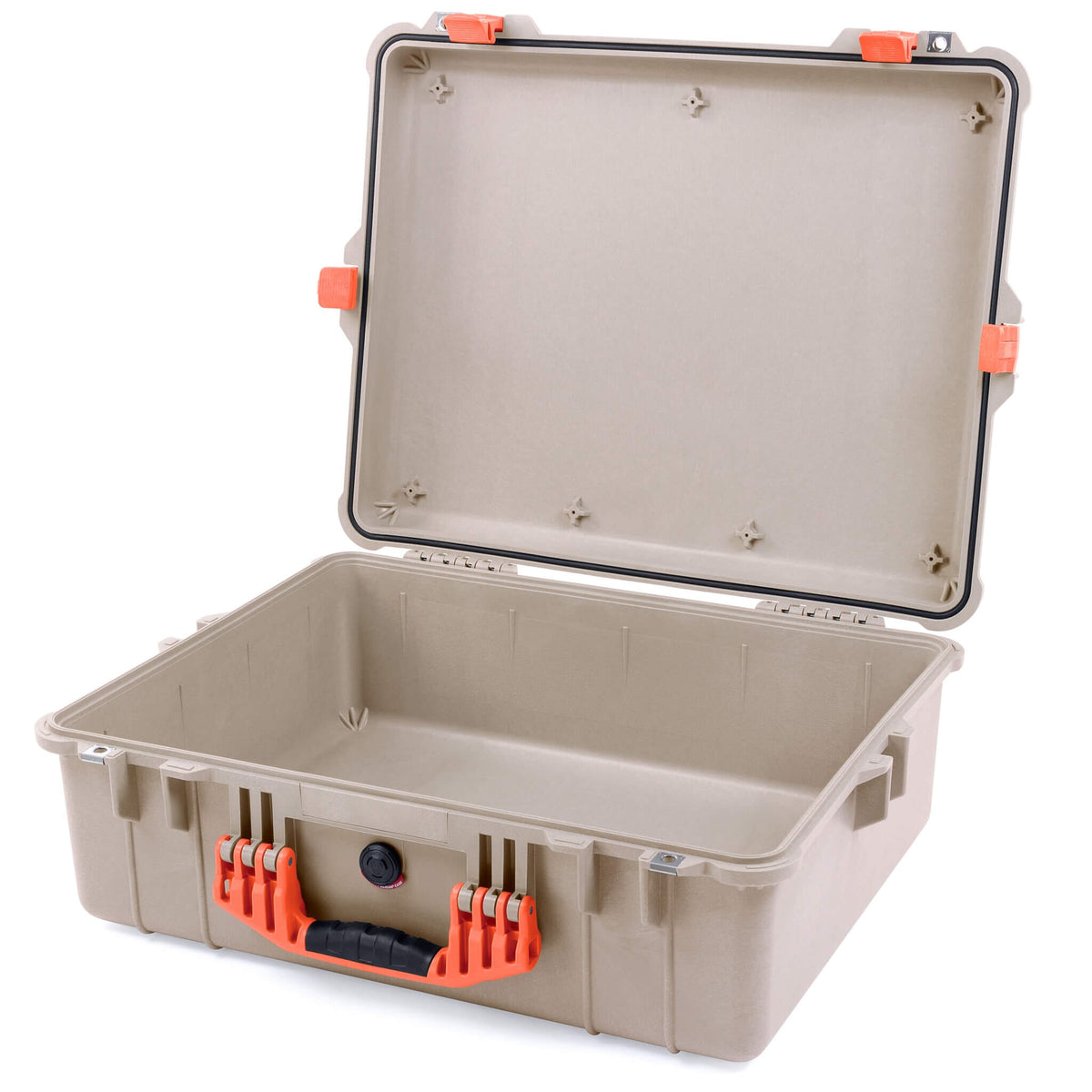 Pelican 1600 Case, Desert Tan with Orange Handle &amp; Latches None (Case Only) ColorCase 016000-0000-310-150