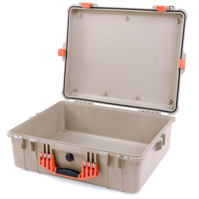 Pelican 1600 Case, Desert Tan with Orange Handle & Latches None (Case Only) ColorCase 016000-0000-310-150