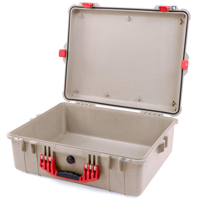 Pelican 1600 Case, Desert Tan with Red Handle & Latches None (Case Only) ColorCase 016000-0000-310-320