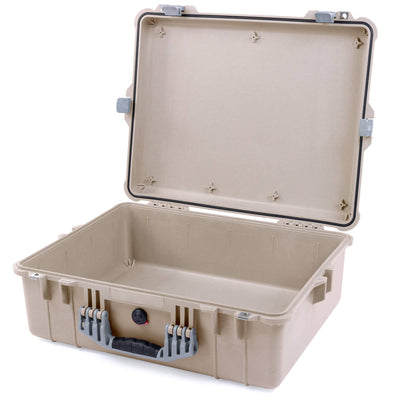 Pelican 1600 Case, Desert Tan with Silver Handle & Latches None (Case Only) ColorCase 016000-0000-310-180