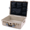 Pelican 1600 Case, Desert Tan with Silver Handle & Latches Mesh Lid Organizer Only ColorCase 016000-0100-310-180