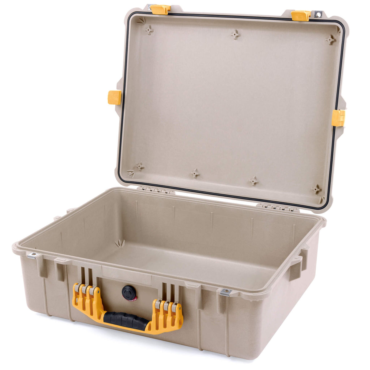 Pelican 1600 Case, Desert Tan with Yellow Handle &amp; Latches None (Case Only) ColorCase 016000-0000-310-240