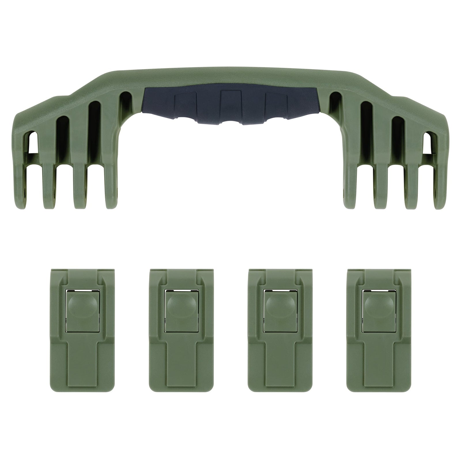 Pelican 1600 Replacement Handle & Latches, OD Green (Set of 1 Handle, 4 Push-Button Latches) ColorCase 