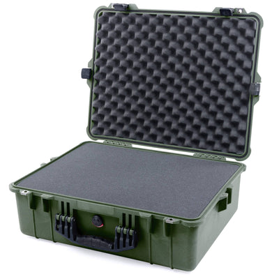 Pelican 1600 Case, OD Green with Black Handle & Latches Pick & Pluck Foam with Convoluted Lid Foam ColorCase 016000-0001-130-110