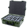 Pelican 1600 Case, OD Green with Black Handle & Latches Gray Padded Dividers with Convoluted Lid Foam ColorCase 016000-0070-130-110