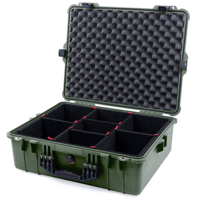 Pelican 1600 Case, OD Green with Black Handle & Latches TrekPak Divider System with Convoluted Lid Foam ColorCase 016000-0020-130-110
