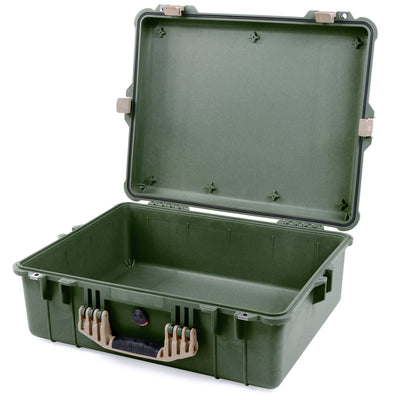 Pelican 1600 Case, OD Green with Desert Tan Handle & Latches None (Case Only) ColorCase 016000-0000-130-310