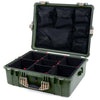 Pelican 1600 Case, OD Green with Desert Tan Handle & Latches TrekPak Divider System with Mesh Lid Organizer ColorCase 016000-0120-130-310