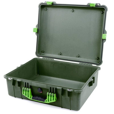 Pelican 1600 Case, OD Green with Lime Green Handle & Latches None (Case Only) ColorCase 016000-0000-130-300