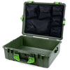 Pelican 1600 Case, OD Green with Lime Green Handle & Latches Mesh Lid Organizer Only ColorCase 016000-0100-130-300