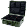 Pelican 1600 waterproof Case, OD Green TrekPak Divider System with Mesh Lid Organizer ColorCase 016000-0120-130-130