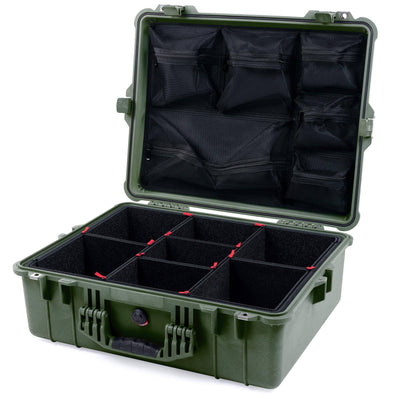Pelican 1600 Case, OD Green TrekPak Divider System with Mesh Lid Organizer ColorCase 016000-0120-130-130