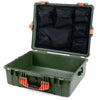 Pelican 1600 Case, OD Green with Orange Handle & Latches Mesh Lid Organizer Only ColorCase 016000-0100-130-150