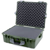Pelican 1600 Case, OD Green with Silver Handle & Latches Pick & Pluck Foam with Convoluted Lid Foam ColorCase 016000-0001-130-180