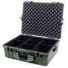 Pelican 1600 Case, OD Green with Silver Handle & Latches TrekPak Divider System with Convoluted Lid Foam ColorCase 016000-0020-130-180
