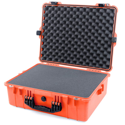 Pelican 1600 Case, Orange with Black Handle & Latches Pick & Pluck Foam with Convoluted Lid Foam ColorCase 016000-0001-150-110