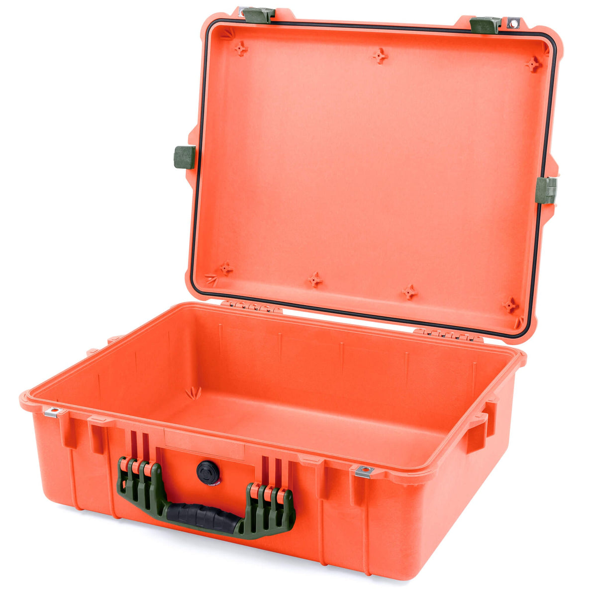 Pelican 1600 Case, Orange with OD Green Handle &amp; Latches None (Case Only) ColorCase 016000-0000-150-130