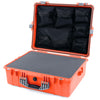 Pelican 1600 Case, Orange with Silver Handle & Latches Pick & Pluck Foam with Mesh Lid Organizer ColorCase 016000-0101-150-180
