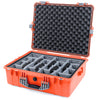 Pelican 1600 Case, Orange with Silver Handle & Latches Gray Padded Dividers with Convoluted Lid Foam ColorCase 016000-0070-150-180