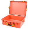 Pelican 1600 Case, Orange with Yellow Handle & Latches None (Case Only) ColorCase 016000-0000-150-240