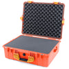 Pelican 1600 Case, Orange with Yellow Handle & Latches Pick & Pluck Foam with Convoluted Lid Foam ColorCase 016000-0001-150-240