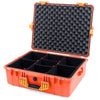 Pelican 1600 Case, Orange with Yellow Handle & Latches TrekPak Divider System with Convoluted Lid Foam ColorCase 016000-0020-150-240