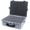 Pelican 1600 Case, Silver with Black Handle & Latches Pick & Pluck Foam with Convoluted Lid Foam ColorCase 016000-0001-180-110