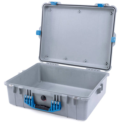 Pelican 1600 Case, Silver with Blue Handle & Latches None (Case Only) ColorCase 016000-0000-180-120
