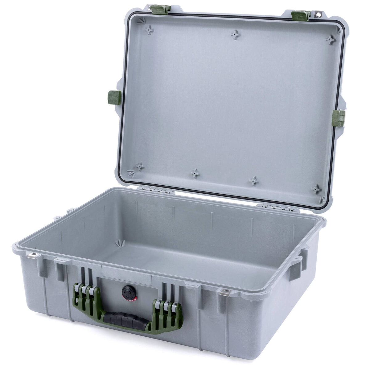 Pelican 1600 Case, Silver with OD Green Handle &amp; Latches None (Case Only) ColorCase 016000-0000-180-130