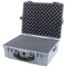 Pelican 1600 Case, Silver with OD Green Handle & Latches Pick & Pluck Foam with Convoluted Lid Foam ColorCase 016000-0001-180-130