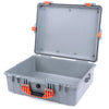 Pelican 1600 Case, Silver with Orange Handle & Latches None (Case Only) ColorCase 016000-0000-180-150