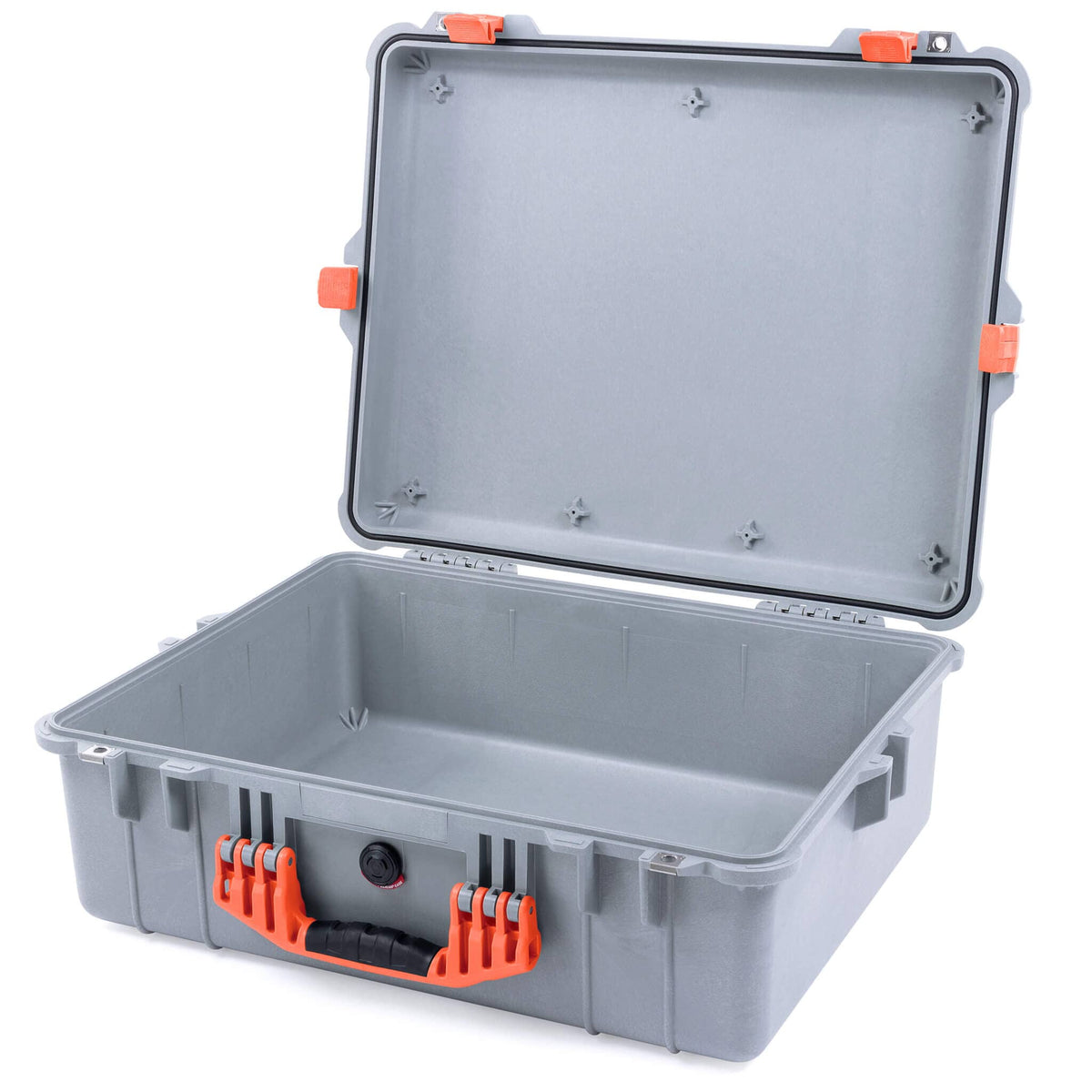 Pelican 1600 Case, Silver with Orange Handle &amp; Latches None (Case Only) ColorCase 016000-0000-180-150