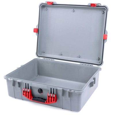 Pelican 1600 Case, Silver with Red Handle & Latches None (Case Only) ColorCase 016000-0000-180-320