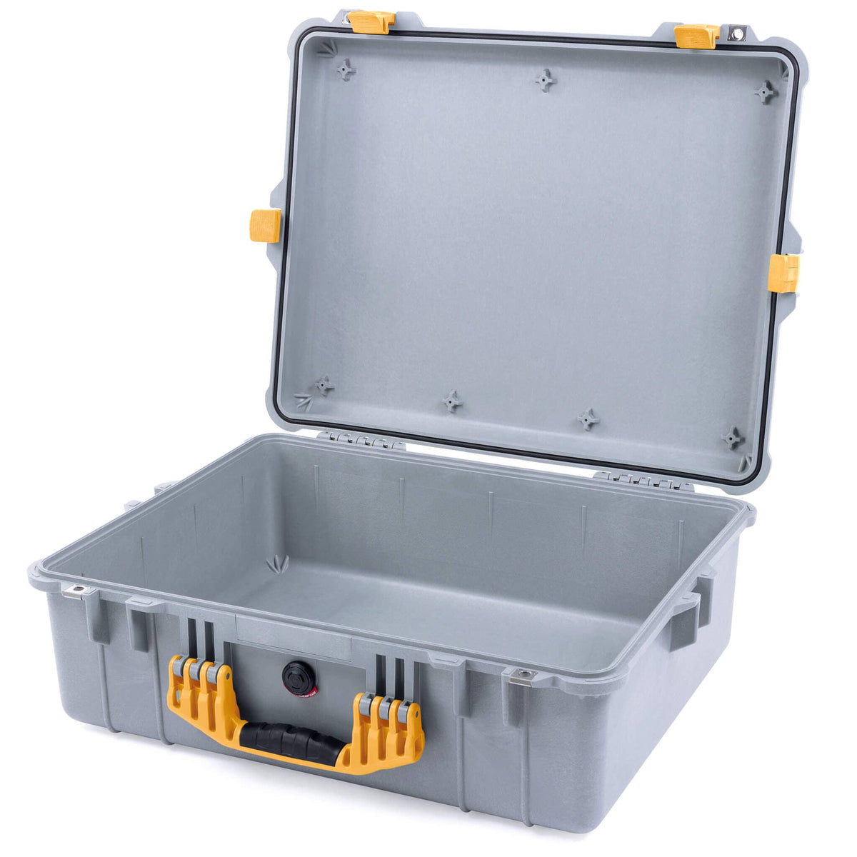 Pelican 1600 Case, Silver with Yellow Handle &amp; Latches None (Case Only) ColorCase 016000-0000-180-240