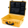 Pelican 1600 Case, Yellow with Black Handle & Latches Mesh Lid Organizer Only ColorCase 016000-0100-240-110