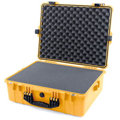 Pelican 1600 Case, Yellow with Black Handle & Latches Pick & Pluck Foam with Convoluted Lid Foam ColorCase 016000-0001-240-110