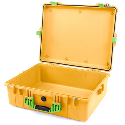 Pelican 1600 Case, Yellow with Lime Green Handle & Latches None (Case Only) ColorCase 016000-0000-240-300