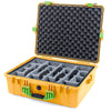 Pelican 1600 Case, Yellow with Lime Green Handle & Latches Gray Padded Dividers with Convoluted Lid Foam ColorCase 016000-0070-240-300
