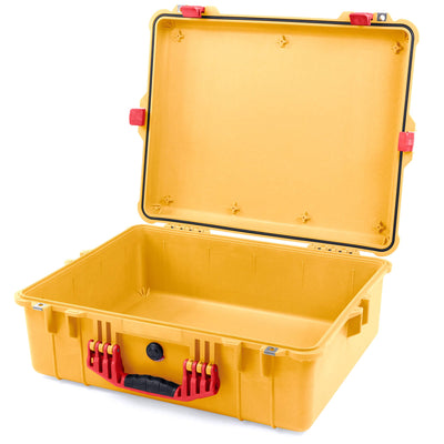 Pelican 1600 Case, Yellow with Red Handle & Latches None (Case Only) ColorCase 016000-0000-240-320