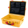 Pelican 1600 Case, Yellow with Red Handle & Latches Mesh Lid Organizer Only ColorCase 016000-0100-240-320