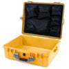 Pelican 1600 Case, Yellow with Silver Handle & Latches Mesh Lid Organizer Only ColorCase 016000-0100-240-180
