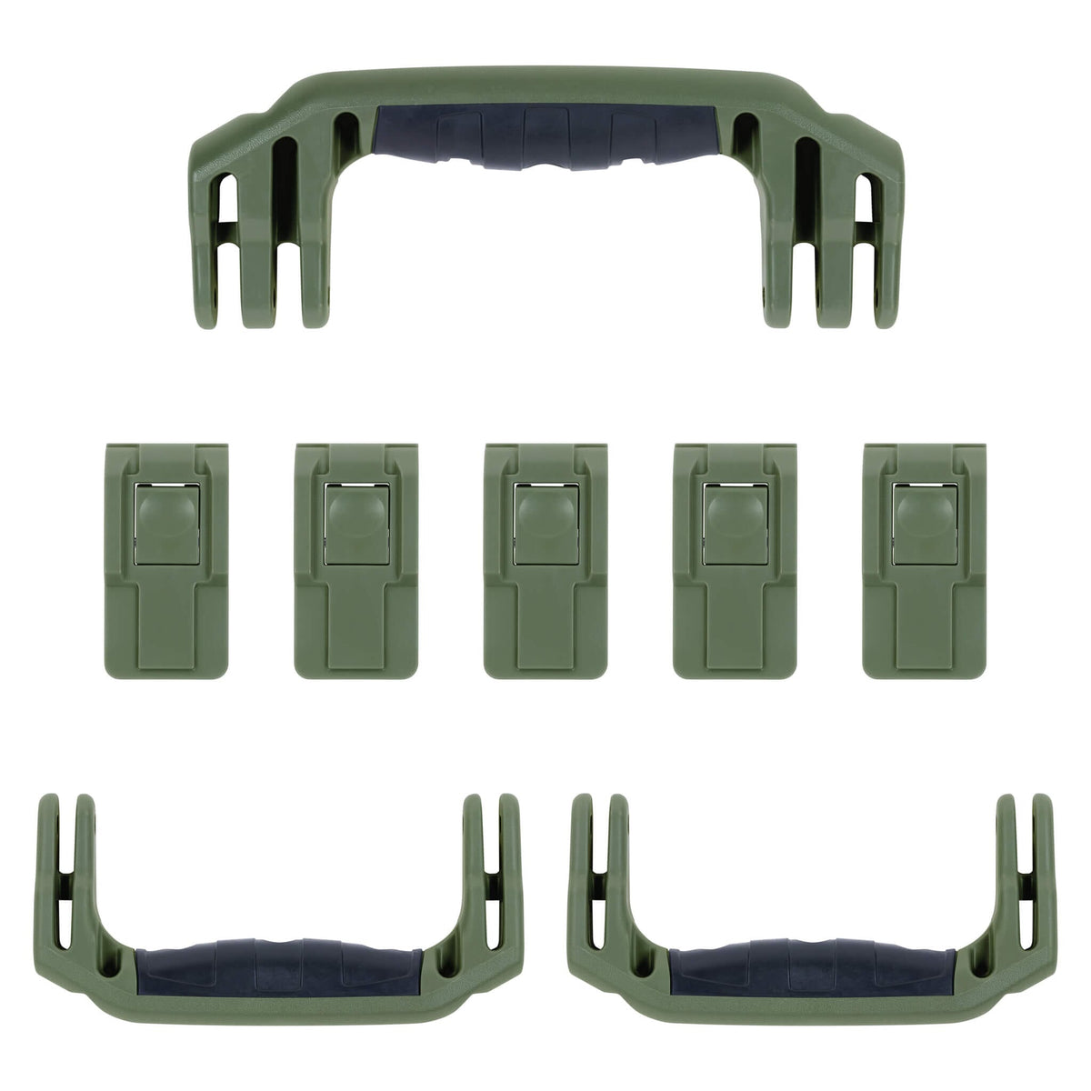 Pelican 1606 Air Replacement Handles &amp; Latches, OD Green (Set of 3 Handles, 5 Latches) ColorCase 