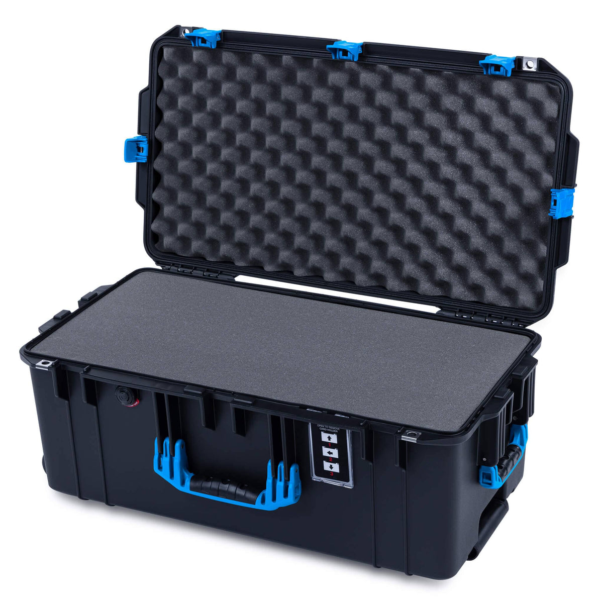 Pelican 1606 Air Case, Black with Blue Handles &amp; Latches Pick &amp; Pluck Foam with Convolute Lid Foam ColorCase 016060-0001-110-121