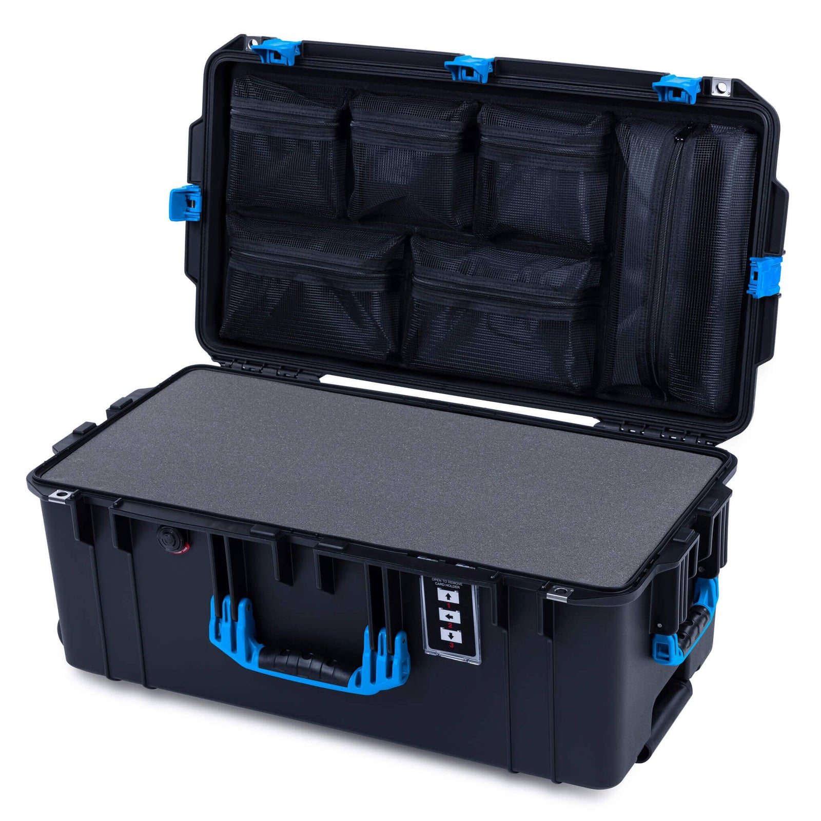 Pelican 1606 Air Case, Black with Blue Handles & Latches ColorCase 