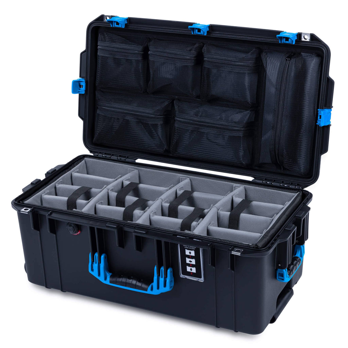 Pelican 1606 Air Case, Black with Blue Handles &amp; Latches ColorCase 