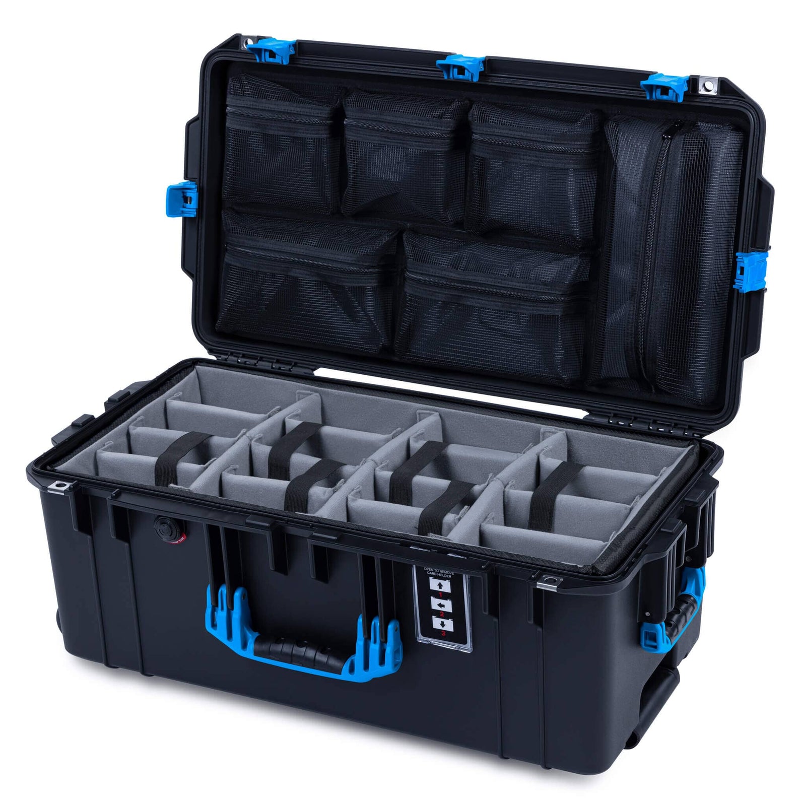 Pelican 1606 Air Case, Black with Blue Handles & Latches ColorCase 