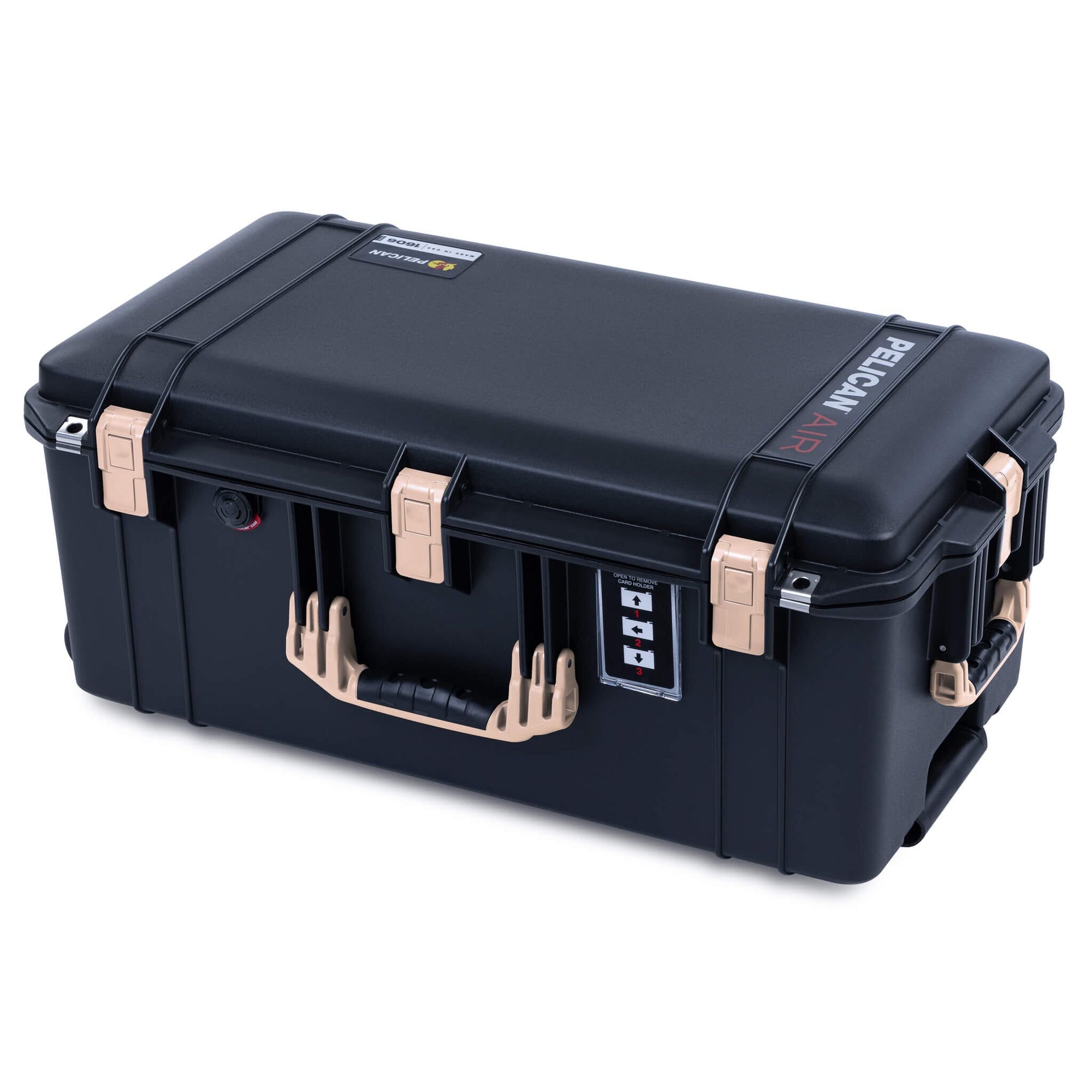 Pelican 1606 Air Case, Black with Desert Tan Handles & Latches ColorCase 