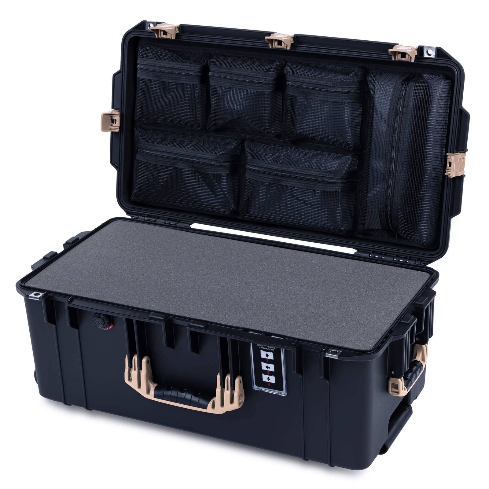 Pelican 1606 Air Case, Black with Desert Tan Handles & Latches ColorCase 