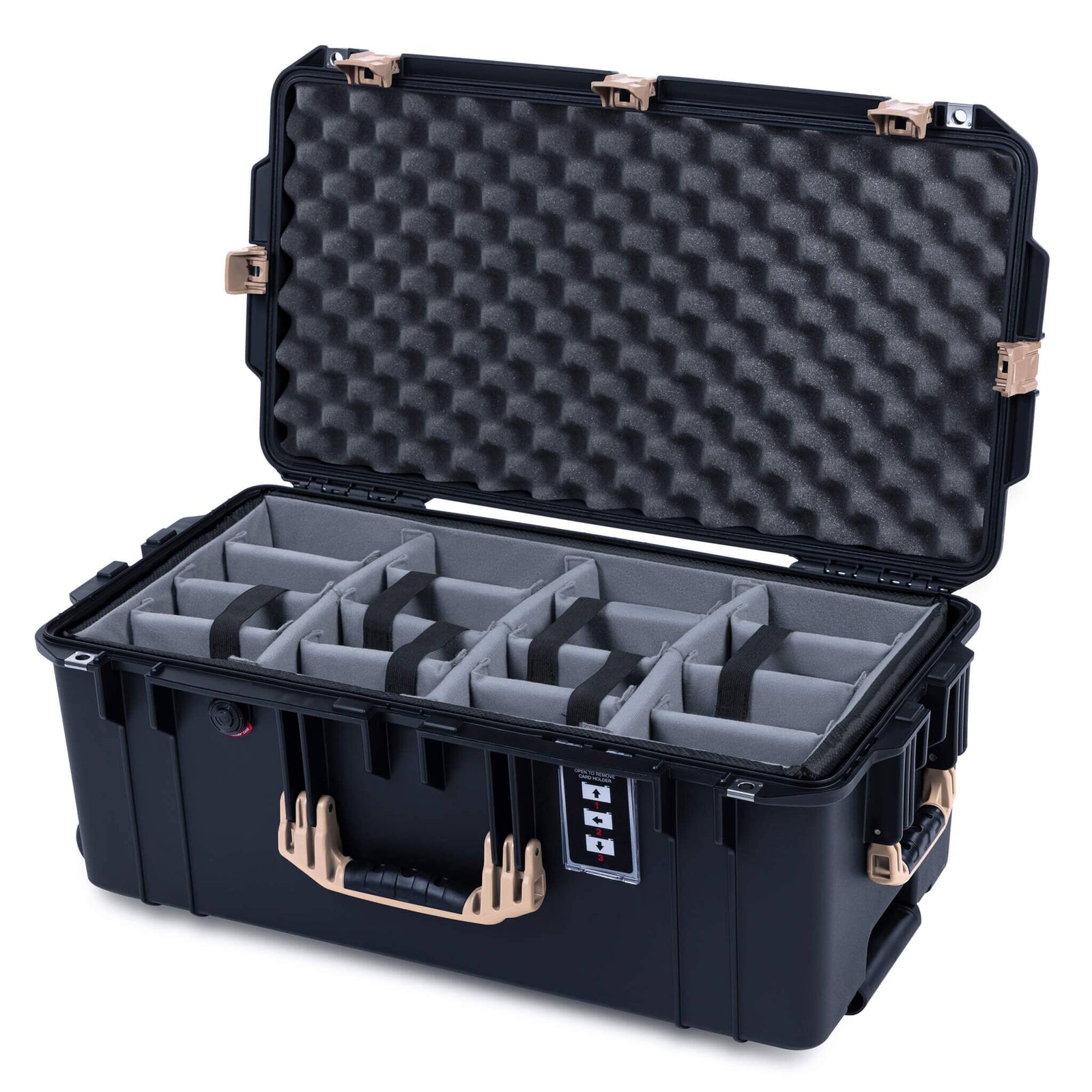Pelican 1606 Air Case, Black with Desert Tan Handles & Latches ColorCase 