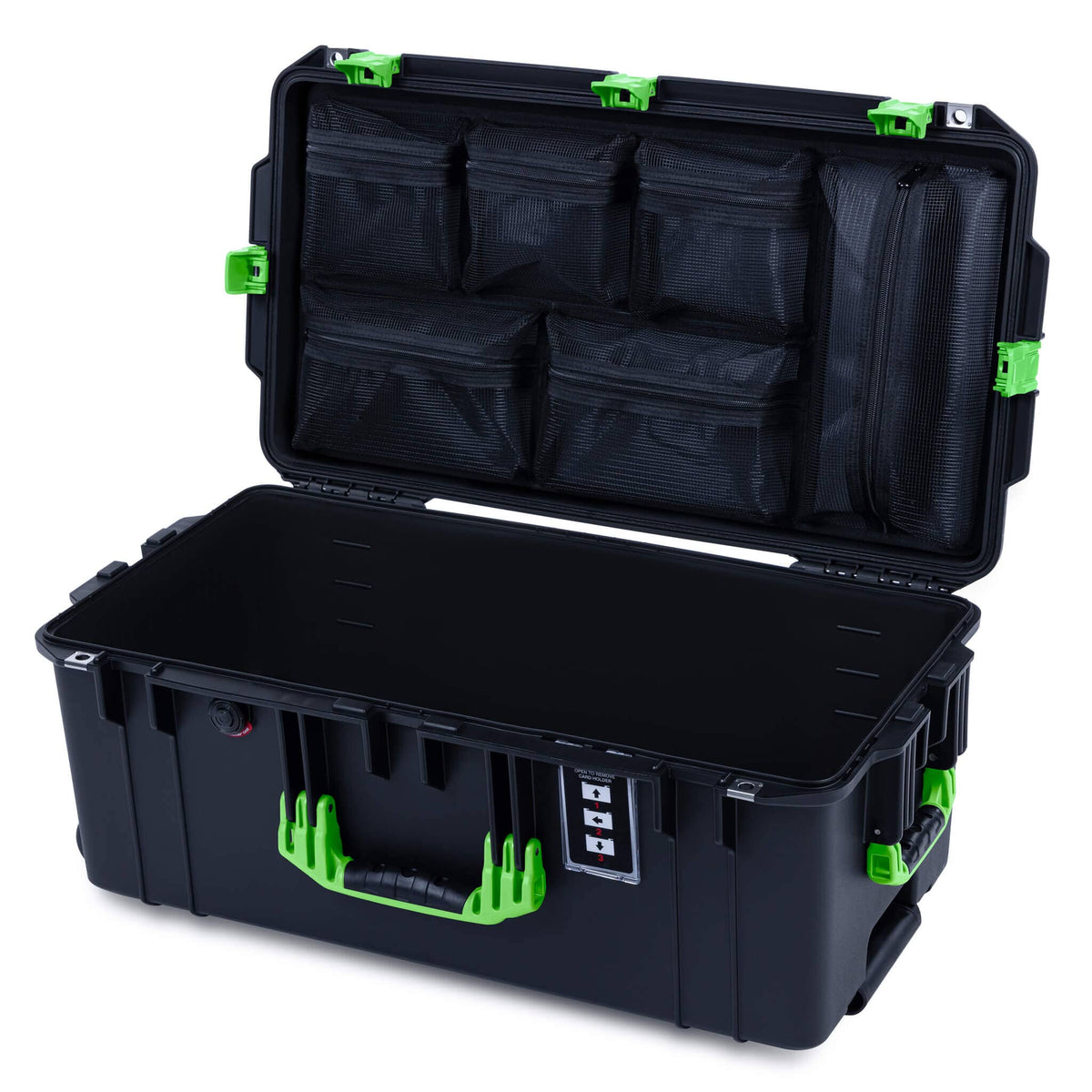Pelican 1606 Air Case, Black with Lime Green Handles &amp; Latches ColorCase 